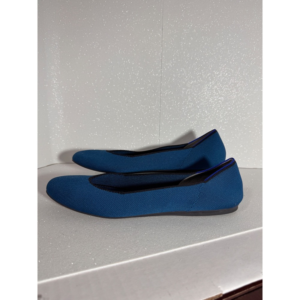 Rothys The Flat Women 10.5 Deep Blue Round Toe Knit Ballet Flats Sustainable